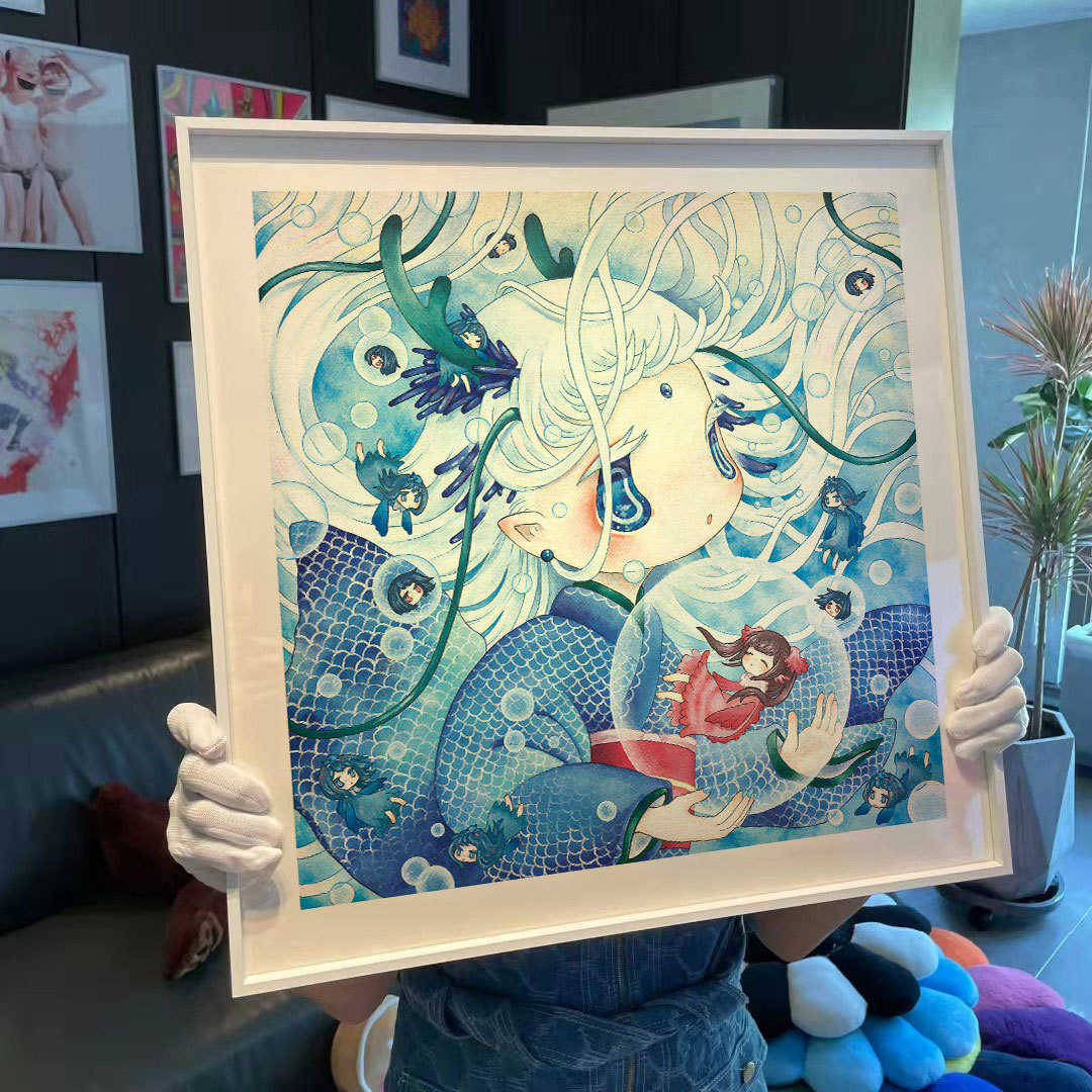 日本动漫装饰画金田凉子潮流艺术Ryoko Kaneta版画龙宫二次元挂画 - 图1