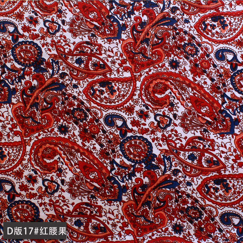 平纹桃皮绒印花布 腰果花水蜜桃涤纶印花布 服装鞋材袖里手袋里布 - 图2