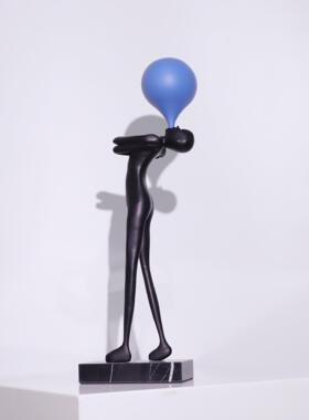 现代抽象雕塑黑色铸铁摆件装置玄关商业展厅工作室直播间装饰品