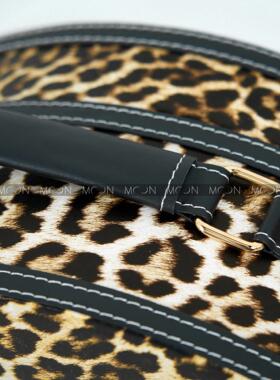 MOON慕空间样板房衣帽间收纳盒摆件豹纹半月盒黄色装饰品摆设道具