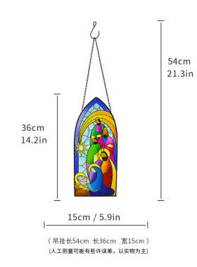 装饰壁挂彩色玻璃工艺品窗户彩绘礼品阳台草坪玻璃悬挂件批发