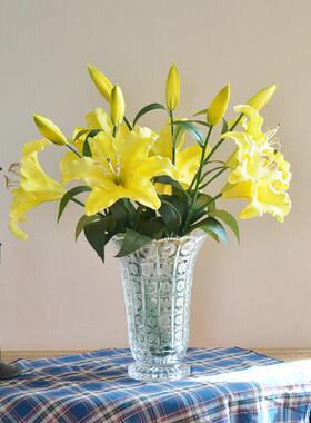pu彷真高档手感香水百合花假花花束彷真花彷生花客厅高级轻奢重瓣