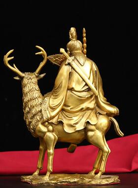姜太公坐像铜像姜子牙摆件姜尚骑鹿拿打神鞭姜太公在此钓鱼招财像