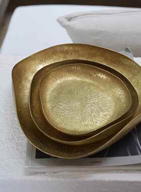 艺术感铜盘黄铜盘日式果盘铜盘壶盛壶托盘甜品盘茶盘餐盘丘田麦棠