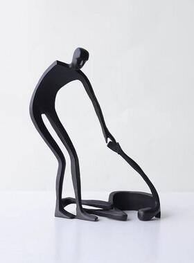 北欧简约现代金属抽象艺术人物雕塑摆件样板间家居酒店桌面装饰品