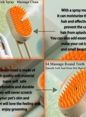 Cat Dog Pet Spray Massage Brush One Button Steam Spray Foldi