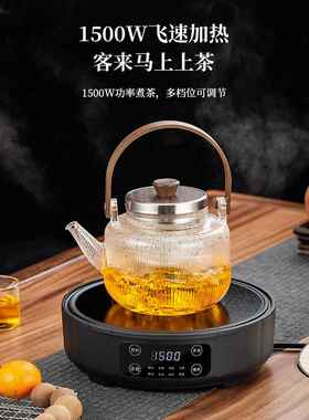 2025新款围炉煮茶烤果家用室内电陶炉煮茶器茶具玻璃茶壶保温定时