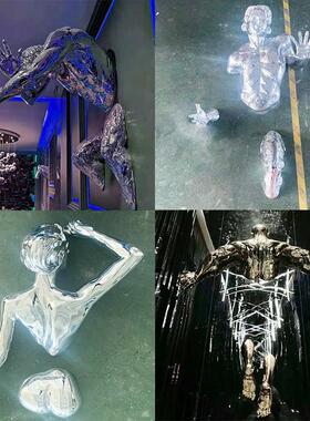 酒吧KTV咖啡酒店书店墙面壁装饰品 电镀穿墙人物壁挂人立体雕塑