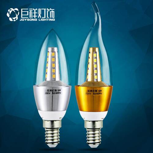 LED蜡烛灯泡 e14小螺口尖泡5W7W9W12w拉尾水晶吊灯光源节能灯 - 图0
