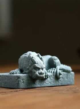 绿色砂岩吸引财富和城镇水兽民族风格家居客厅入口镇屋桌面可养茶