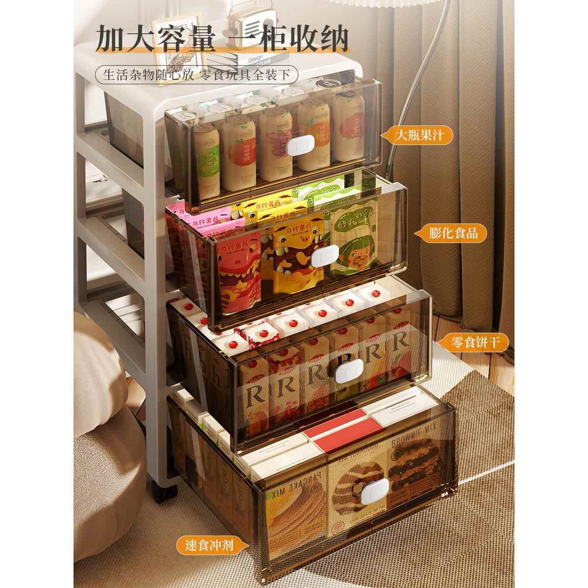 寻淮抽屉式收纳柜整理零食玩具柜子家用杂物储物箱客厅多层置物架 - 图0