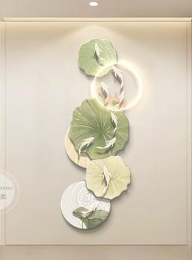 九鱼入户玄关装饰画走过道风奶油带led灯壁画简约小清图1234679_