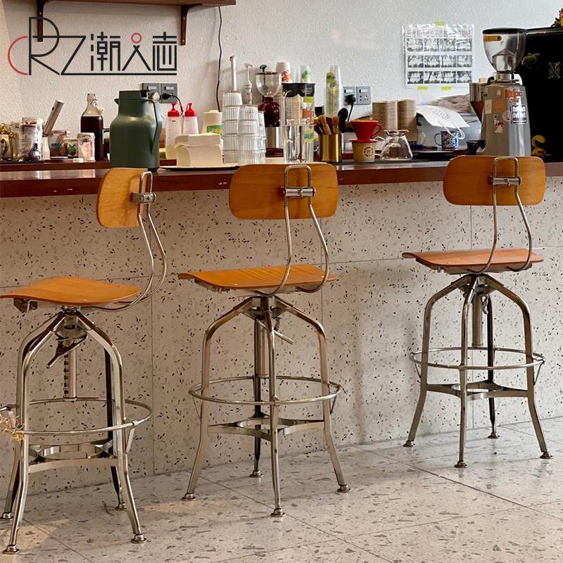 工业风旋转吧台椅铁艺高椅子复古升降吧凳高脚椅金属酒吧椅高脚凳,淘宝优惠券,粉丝福利购,淘宝优惠卷