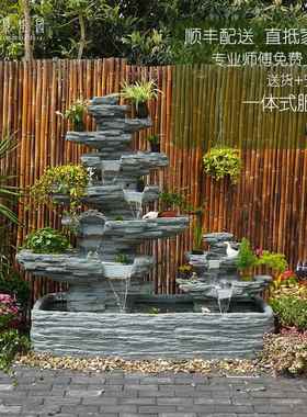 水景庄园户外假山流水喷泉摆件庭院别墅花园鱼池阳台水系循环景观