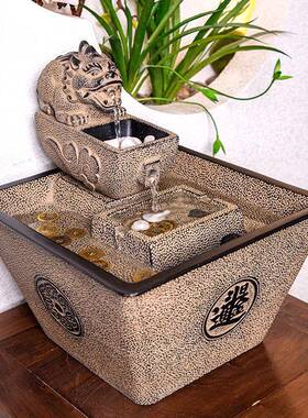 流水摆件循环水招财日进斗金办公室前台店铺开业送礼乔迁水景生财