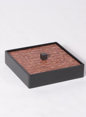 现代简约暗红色托盘首饰收纳盒样板间衣帽间办公室卧室装饰品摆件