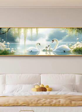 卧室床头装饰画2025新款天鹅温馨主卧房间挂画现代高级感客厅墙画