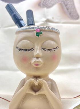 家比ws07心女收孩纳小摆居件多肉笔花盆筒