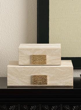 意式简约售楼处衣帽间中古收纳盒摆件装饰储物盒子软装陈列