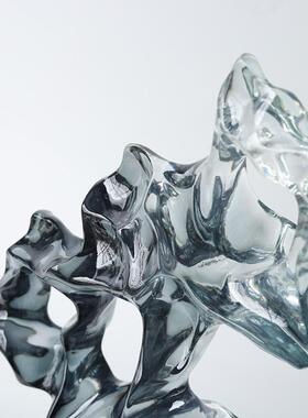 现代TNH件简约创意透明湖石摆桌面茶几电柜视玄关软装太饰品工艺