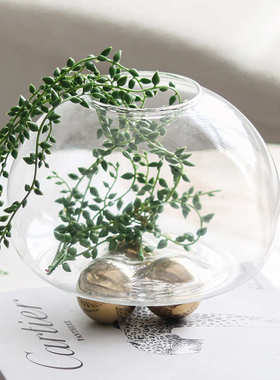 现代轻奢透明玻璃花瓶摆件样板房售楼处酒店插花客厅软装饰品花器