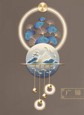 九鱼图玄关装饰画 画高档立体LED壁灯电视背景墙壁挂画 画入户走