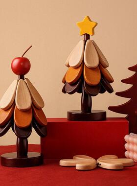 创意耶诞树隔热垫折叠桌垫耐高温餐桌摆件一棵树实木防烫锅垫杯垫