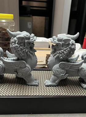 招财貔貅麒麟鱼缸造景青砂石茶宠茶台玄关摆件送礼开 业装饰工艺