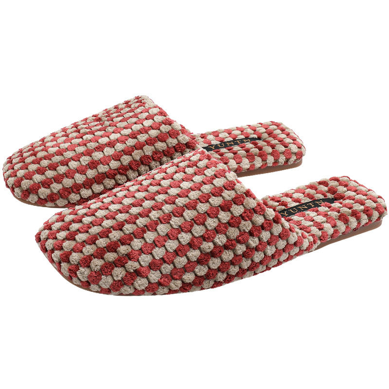 品质冬季撞色绒面轻奢保暖加绒加厚情侣棉拖鞋女室内防滑居家鞋男,淘宝优惠券,粉丝福利购,淘宝优惠卷