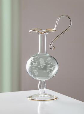 新款直销特色创意玻璃花瓶手工意大利风格立体带花瓣轻奢装饰摆件