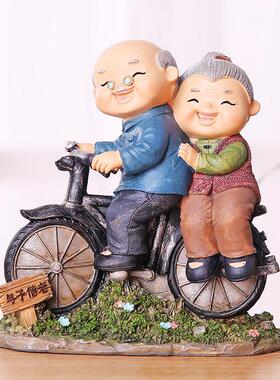 老头老太相守相伴超市美陈货架家居小摆件小夜灯钱罐结婚周年礼物