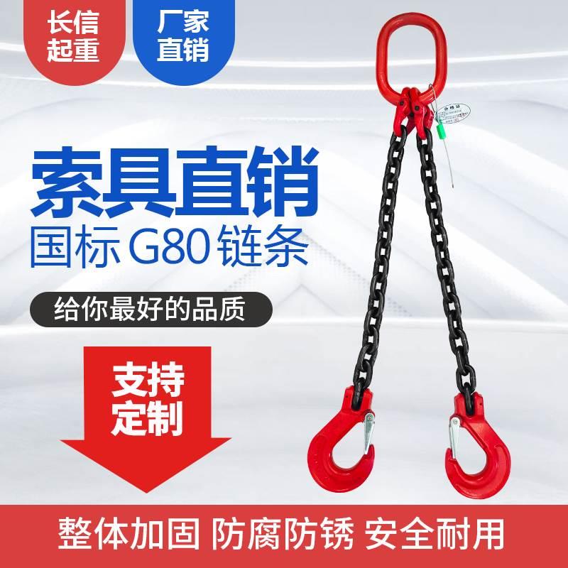 起重链条吊索具双头吊钩挂钩吊具吊环羊角钩起重模具G80锰钢吊链 - 图2