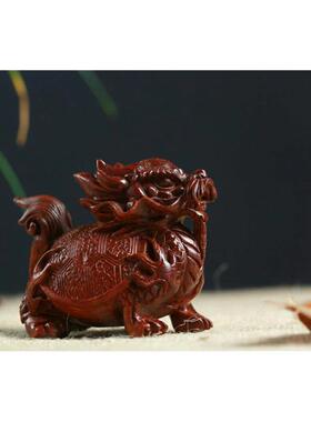 小紫木雕刻玄武龙手把件招财车小叶龟摆件JFM茶宠装饰家居工檀艺