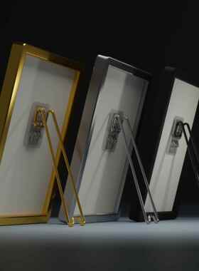 Y72黑色相框支架不锈钢相框支架摆台摆架支撑桌面摆放免钻孔免钉