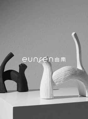 现代北欧抽象小猫摆件软装样板房间售楼部儿童房动物家具装饰品