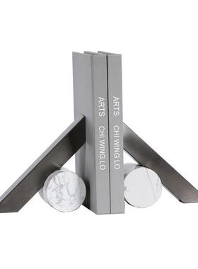 现代装式极简大意理石书靠拼接几何摆件茶房室书EBD桌面家居饰品