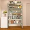 Gray green perforated board kitchen storage rack dining cabinet against the wall one-piece floor-standing multi-layer microwave oven storage shelf