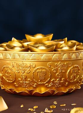 黄铜聚宝盆摆件铜缸家居客厅办公室装饰品摆设公司乔迁开 业礼品