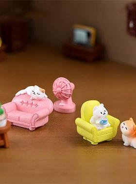 新款猫咪创意治愈系书桌面房间装饰小物件 微缩小动物树脂工艺品