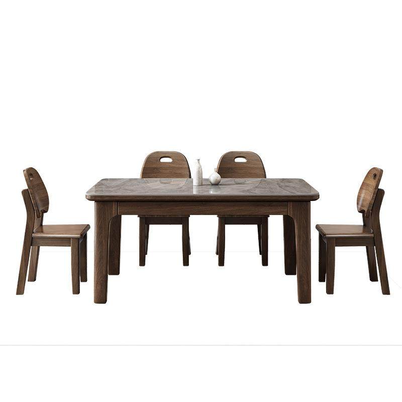 岩板北美黑胡桃木实木餐桌椅组合现代简约小户型家用长方形西餐桌,淘宝优惠券,粉丝福利购,淘宝优惠卷