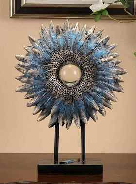 高档创意式覆古羽毛摆件样礼品电视柜客厅茶品房美软装家居装几饰