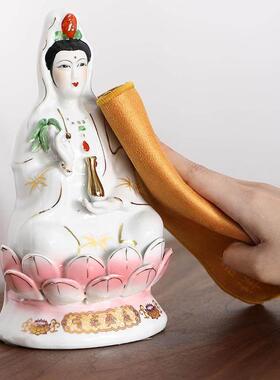 佛堂清洁工具神像实木佛尘扫软毛净佛巾香灰夹香炉清理套装收纳筒