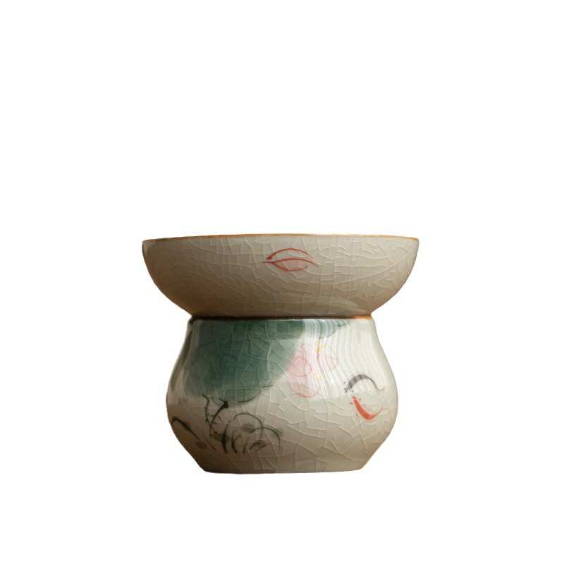 Hand-painted Ice Crack Ge Kiln Tea Set Accessories Tea Brewing Tool Cover Bowl Teapot Fair Cup Filtration Tea Cup Insulation Coaster