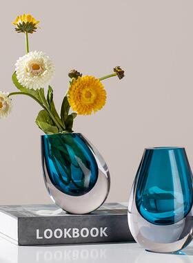 现代简约小花瓶ins花器插花高级感玻璃桌面摆件客厅