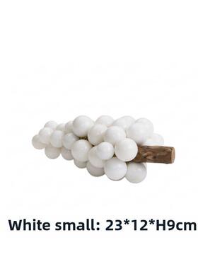 现代极简家居天然石英石黑白紫色葡萄串摆件咖啡桌餐桌水果白玉摆