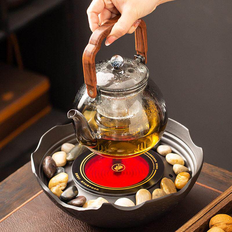 Cooking tea around the stove, household living room tea stove, health-preserving teapot, tea set, black crystal stove, tea set, special