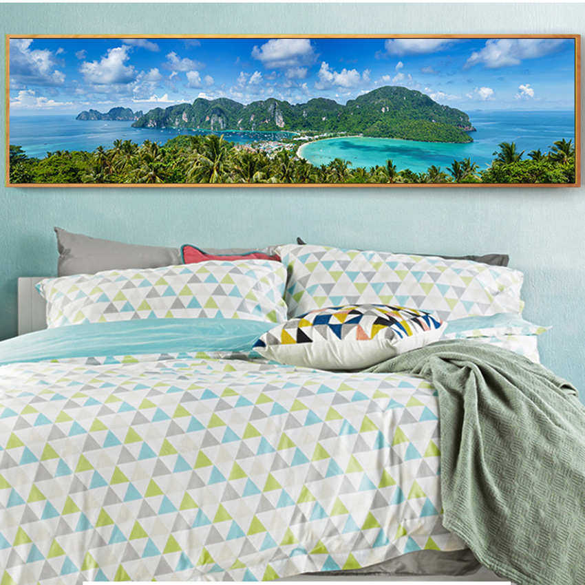 风景床头客海边海边码头景壁画墙沙发简约背景装饰画画风湖泊挂画,淘宝优惠券,粉丝福利购,淘宝优惠卷