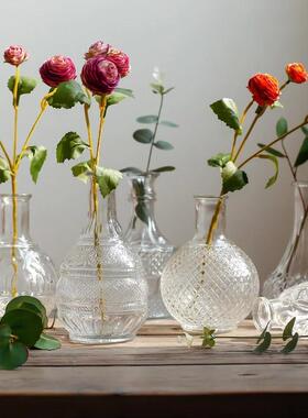 新款直销ins花瓶马德里透明复古干花玻璃花瓶 家居宫廷插花花器摆