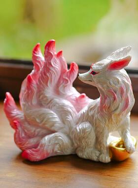 九尾狐桌面神像摆件招财供奉堂口白狐小狐狸真身灵狐娘娘生日礼物