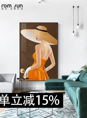 现代简约玄关走廊挂画轻奢人物过道装饰壁画北欧抽象客厅落地大画